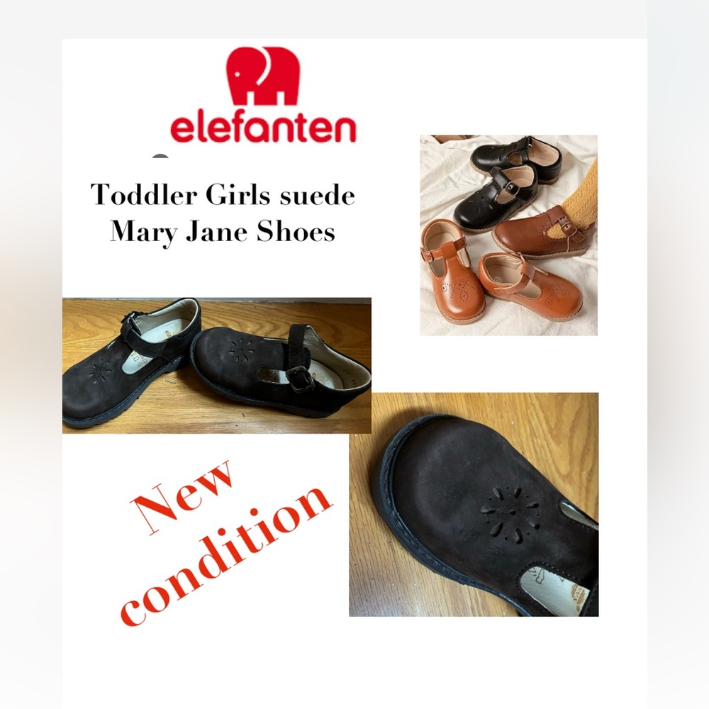 New Elefanten Toddler Girls brown suede Mary Jane Shoes